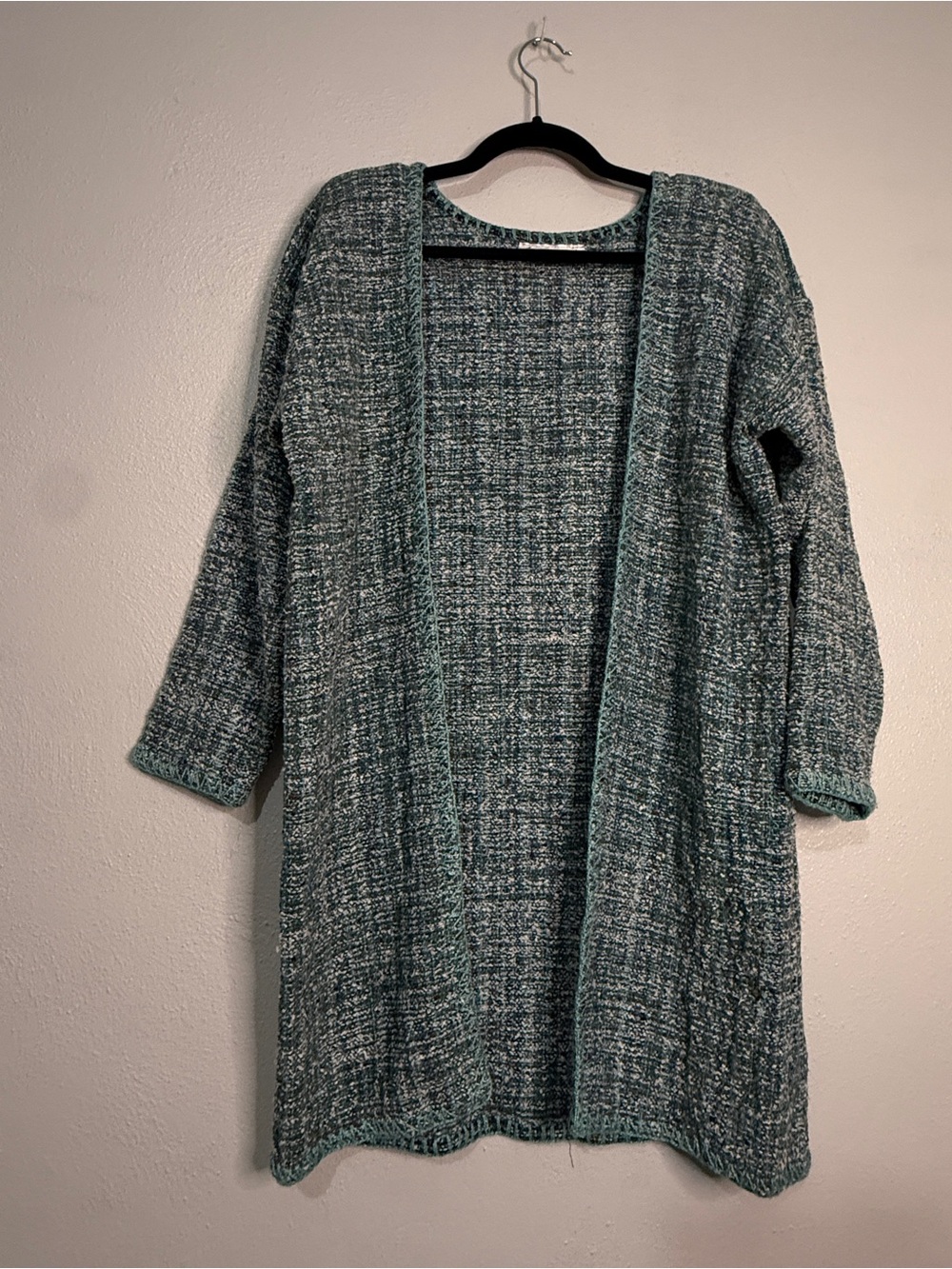 Leslie Wright Artisan-Crafted, Open-Front Longline Cardigan. OS.